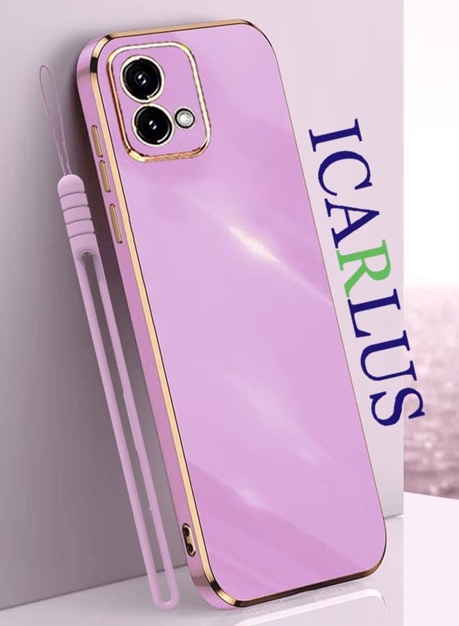 For Motorola Moto G84 5G Case Glossy Electroplating TPU Protective Cover Gold-Purple