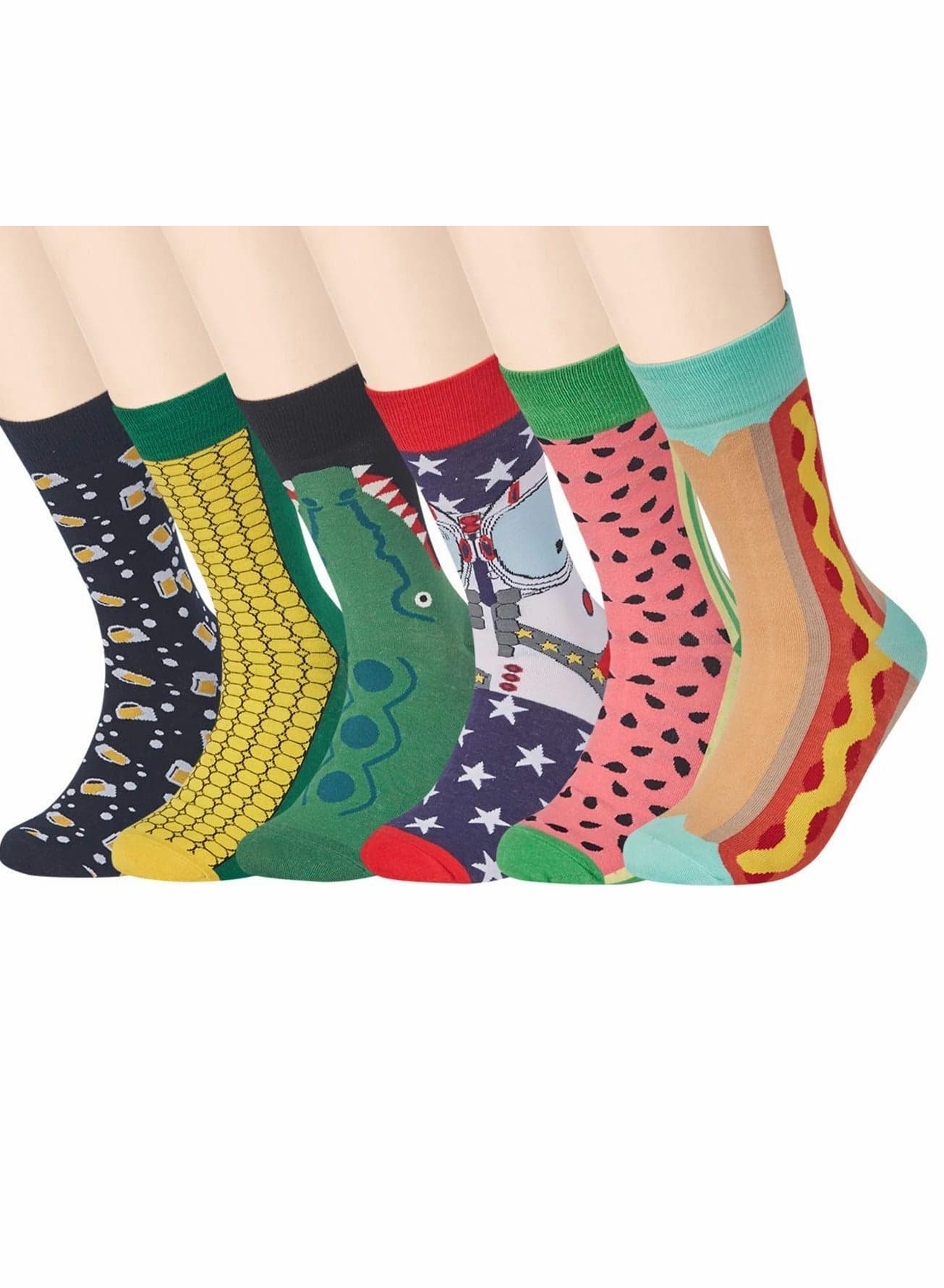 Colorful Funny Crew Socks for Women Men, 6 Pairs Crazy Winter Novelty Fashion Dress Socks, Hip Hip Fun Compression Stockings