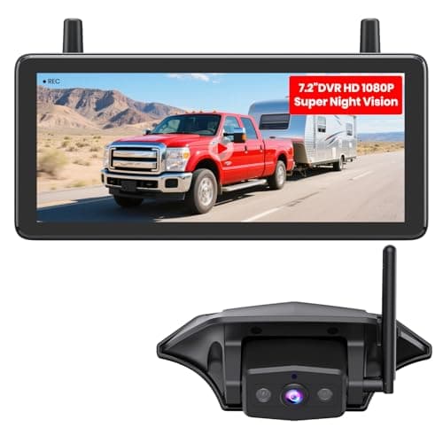 AUTO-VOX RV Backup Camera Wireless Plug and Play: Compatible with Pre-Wired RV, IR Night Vision, HD 1080P 7.2'' DVR 3-Channels, Stable Signal & Wide Angle Rear View Camera for Trailer Camper Motorhome