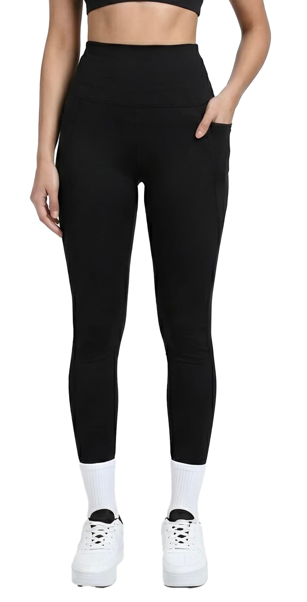 Rock Paper Scissors Premium High Waist Stretchable Gym Tights Leggings with Pockets Gym wear/Active Wear Tights Yoga Pants Zumba/Dance Womens Workout Tights Gym Tights Black 4XL