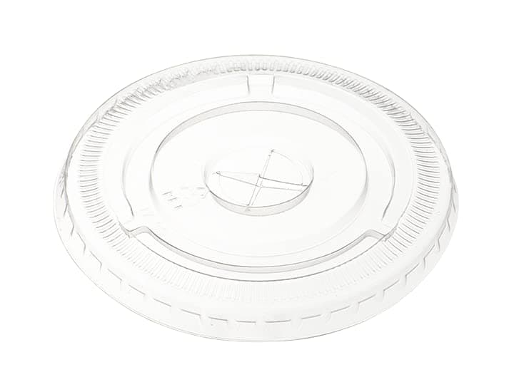 GUSTO 100 Count Clear PET Plastic Flat Lids With Straw Slot for 12 16 20 24 oz Milkshake Cups Formerly Comfy Package