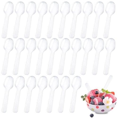 500Pcs Mini Spoons for Desserts, XJMWXHFC Clear Plastic Spoons, Disposable Clear Tasting Spoons, Small Dessert Spoons for Jelly Pudding Yogurt Ice Cream Desert Cake Appetizer (3 Inch)