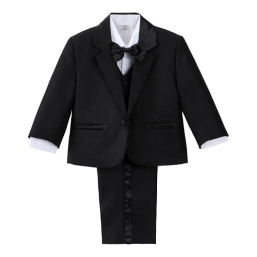 Dressy Daisy Infant Baby Boy' 5 Pcs Set Formal Tuxedo Suits No Tail Wedding Christening Outfits Size 6 Months Black