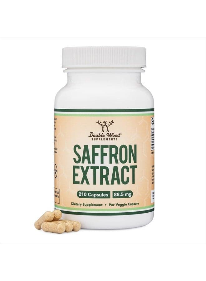 Saffron Supplement for Focus - Saffron Extract 88.5mg Vegan Capsules (210 Count) Minor Appetite Suppressant for Healthy Weight Management (Supports Eye, Retina, and Lens Health) by Double Wood