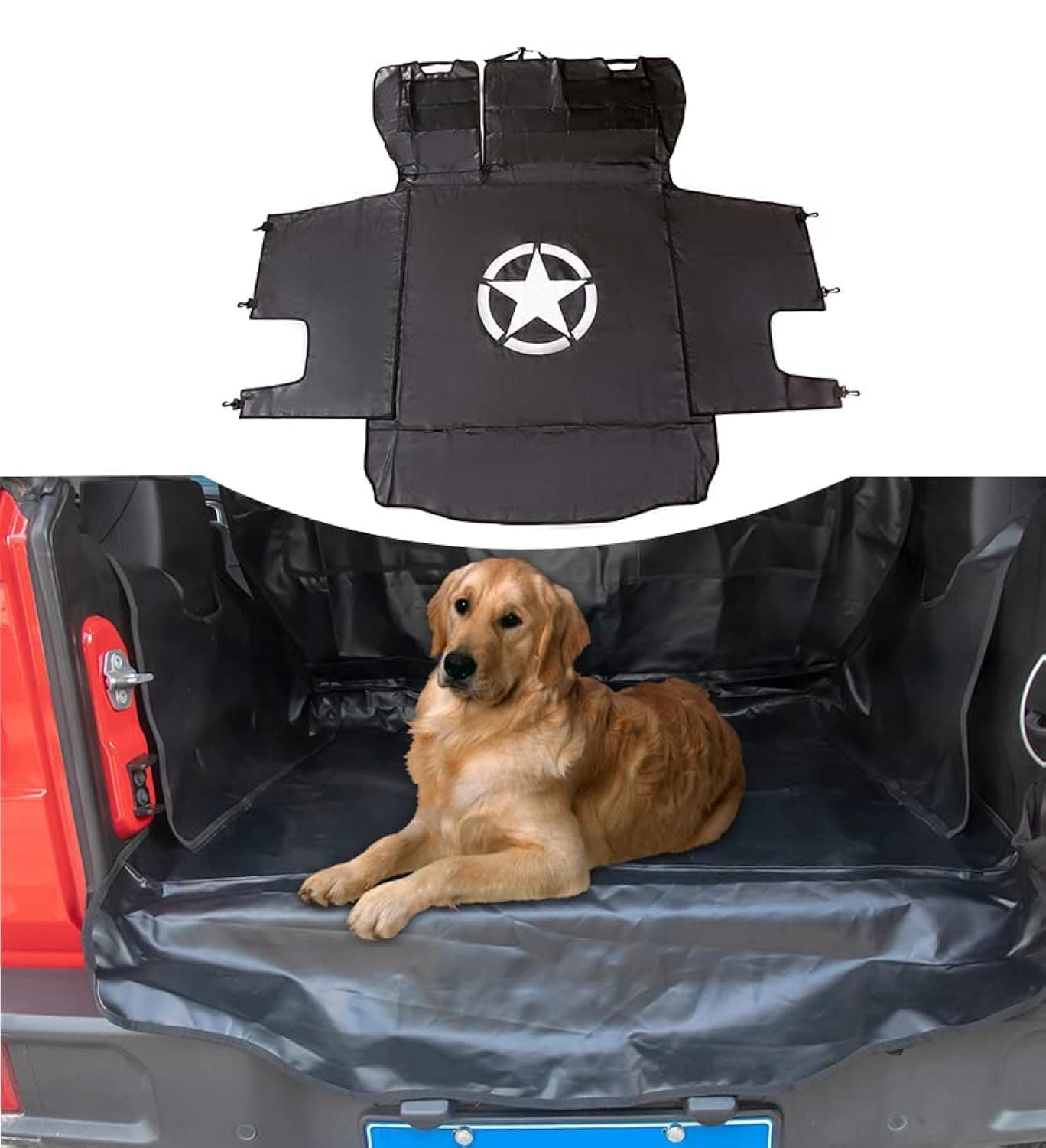sukemichi Dog Cargo Liner for Jeep Pet Cargo Trunk Liner Mat Cover for 20072025 Jeep Wrangler JK JL Unlimited 4 Door Waterproof Oxford Star