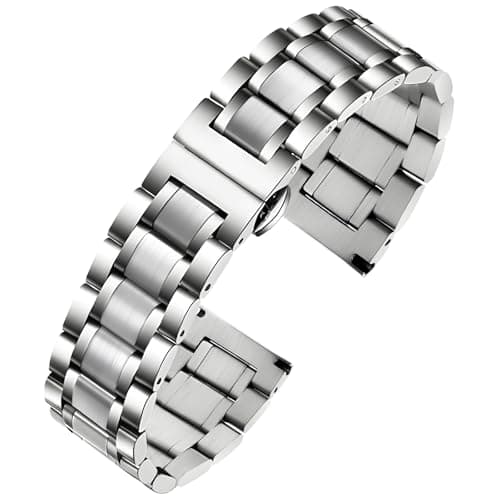 TStrap Metal Watch Band 23mm – Silver Quick Release Watch Bands for Men Women - Stainless Steel Smart Watch Strap Bracelet Replacement Polished - 12mm ... 20mm 22mm 24mm