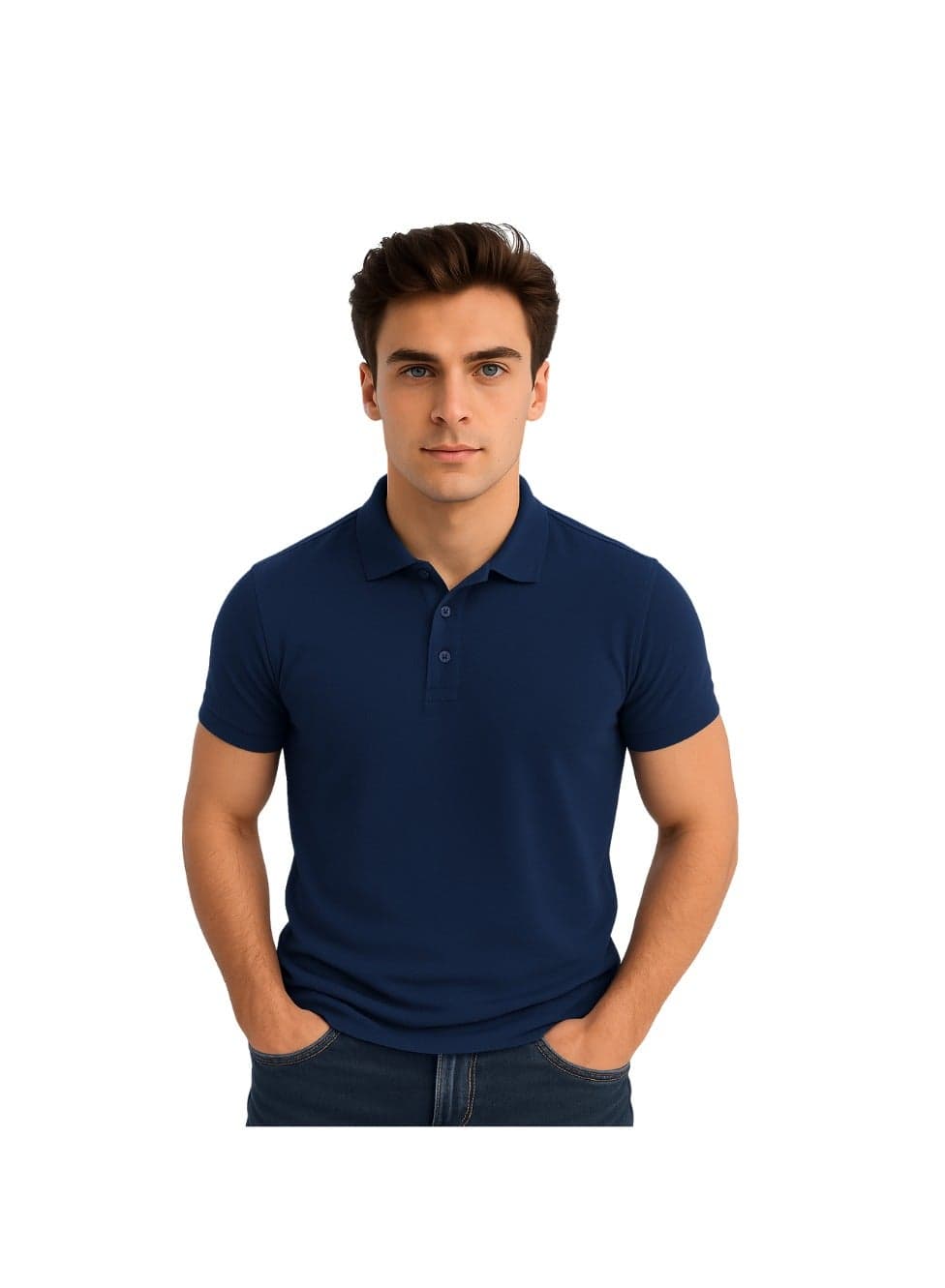 Basic Adult Unisex Polo Short Sleeve Tshirt 220 GSM Navy Blue