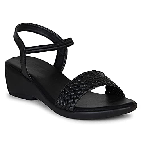 LUVFEET Wedge Fashion Sandal For Women's (Black, numeric_4)