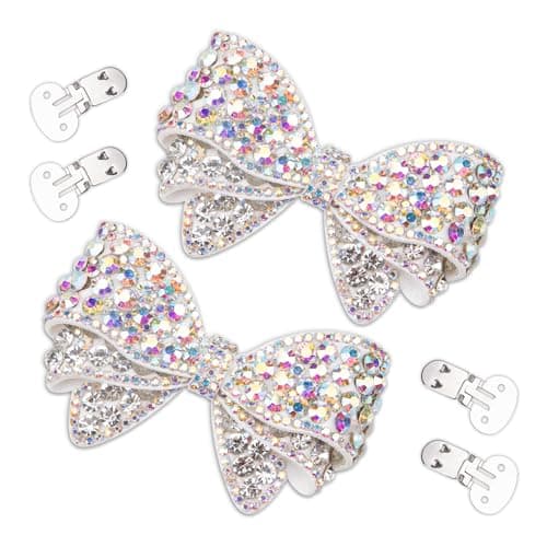 KOOBOOK Sparkly Rhinestone Bow Cute Rhinestone Shoe Clips Fashionable Shoe Decorations Clips,Bows for Shoes, Making Your Shoes Shine Brighter(2Pcs)