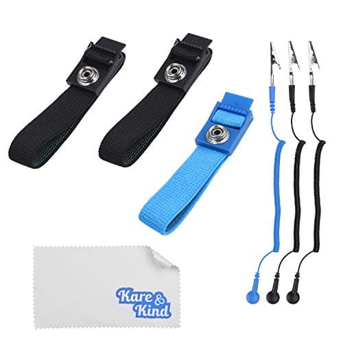 Kare Kind (3-Pack Anti-Static Wrist Straps - Reusable - Equipped with Grounding Wire and Alligator Clip - Adjustable Straps, Extra Long Coiled Cord - For Sensitive Electronics, PC and Phone Repairs