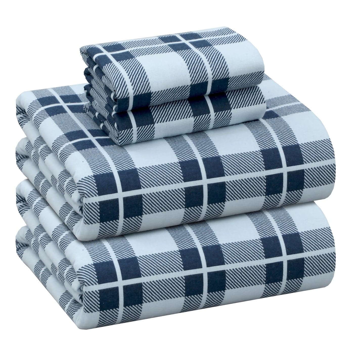 RUVANTI Flannel Sheets King Size 100 Cotton Brushed King Size Sheets Set Deep Pockets 16 Inches Bed Sheets All Seasons Breathable Extra Soft Warm Cozy 4 Piece Illusion Check