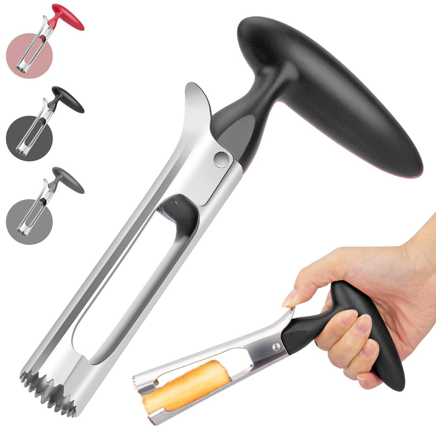 Apple Corer Premium Stainless Steel Apple Corer ToolSturdy Ergonomic Handle Easy to Use and Clean DurableRemover for Pears Bell Peppers Fuji Honeycrisp Pink Lady Apples black
