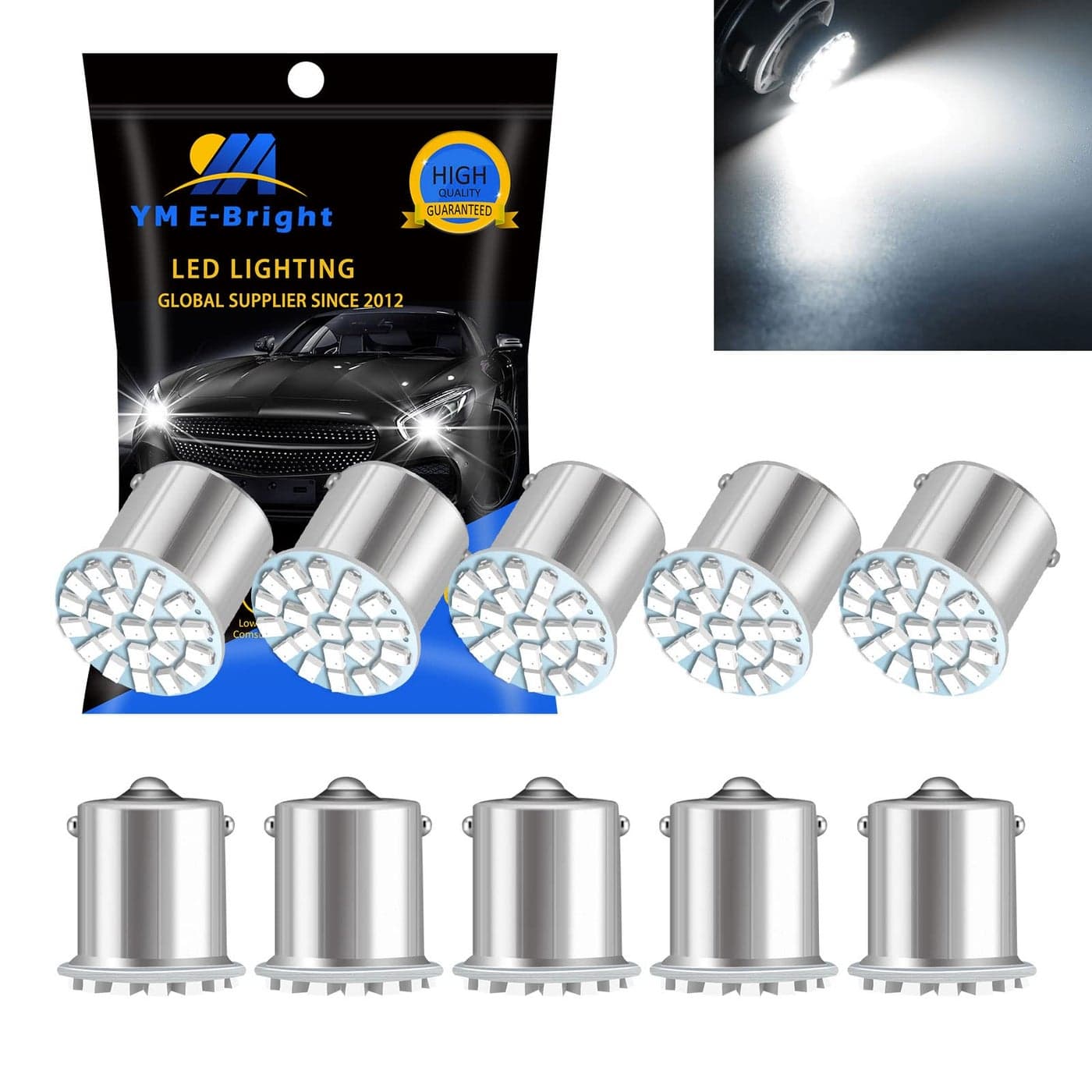 YM EBright 10Pack Cool White 1156 BA15S 1206 22SMD Led Brake Light Car Turn Signal Light Bulbs DC 12V
