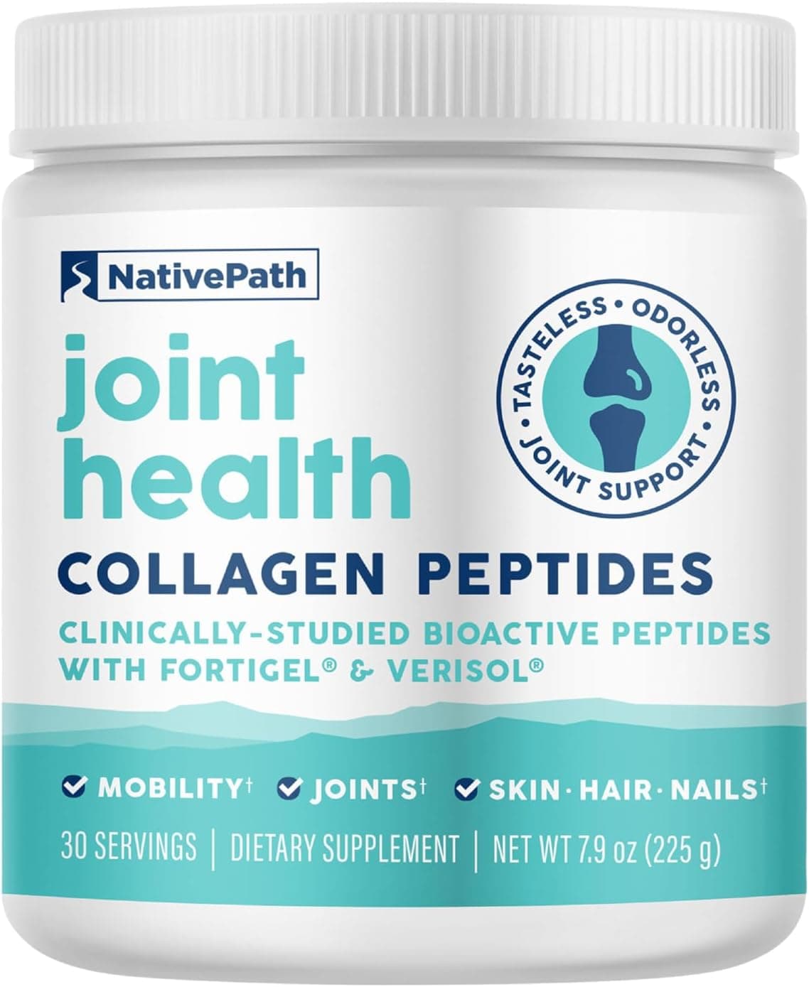 NativePath Joint Health Advanced Formula Type 1 3 Peptides with Fortigel Verisol GrassFed Unflavored Collagen for Women Men 30 Servings