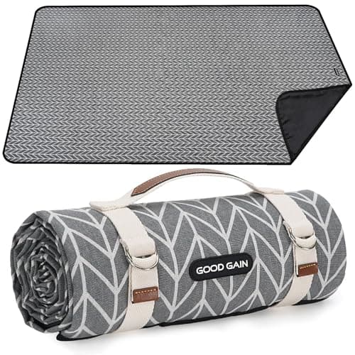 Picnic Blankets Outdoor Extra Large Waterproof Picnic Blanket with Carry Strap Machine Washable Picnic Mat with Sandproof Backing for Park Grass Camping Hiking Concerts Graphite Grey