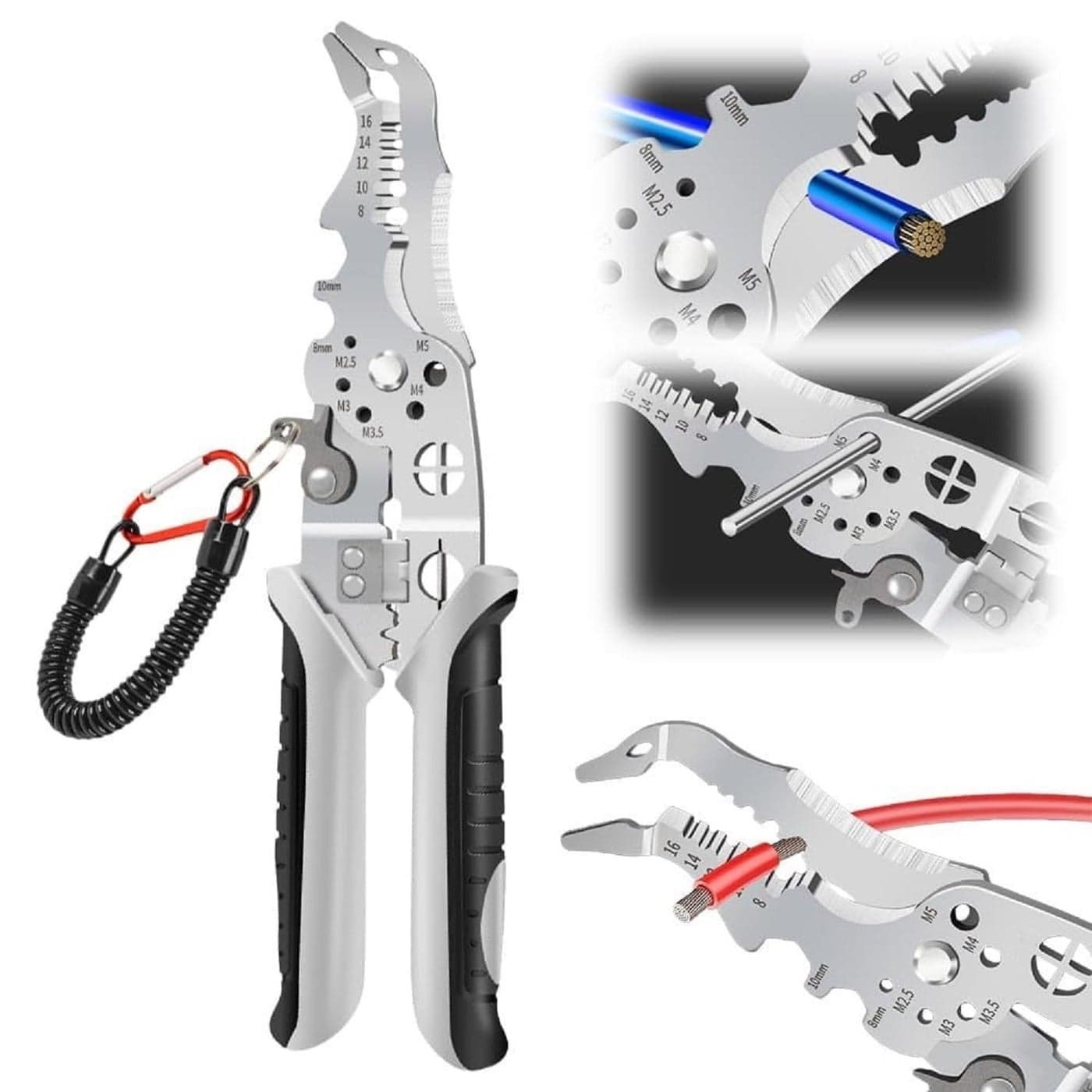 VATTU Wire Stripper Tool 12in1 Multifunctional Crimper Cable Cutter Pliers Professional Electrical Tool with Adjustable Steel Jaws