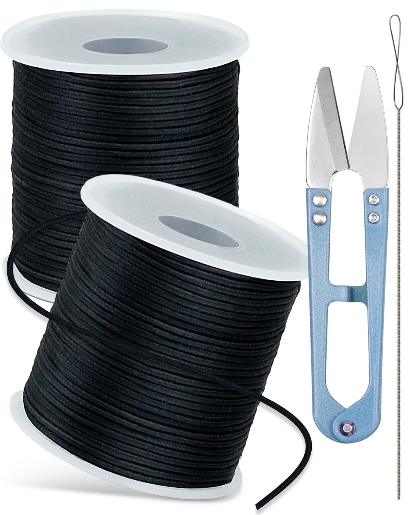 FIVEIZERO 2 Rolls Black Elastic Bracelet String Total 330 Feet1mm12mm15mm Elastic Cord for Beading Stretchy String with Beading Needle for Bracelets Sewing Necklace Jewelry Making and Crafts