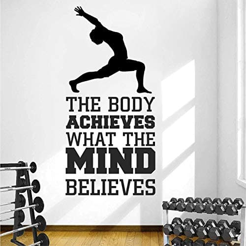 StickMe 'The Body Achieves What The Mind Believes - Yoga - Gym - Fitness - Office - Workout - Inspirational - Motivational - Quotes - Wall Sticker' -SM830 (Multi Colour, Vinyl - 85cm X 40 cm)
