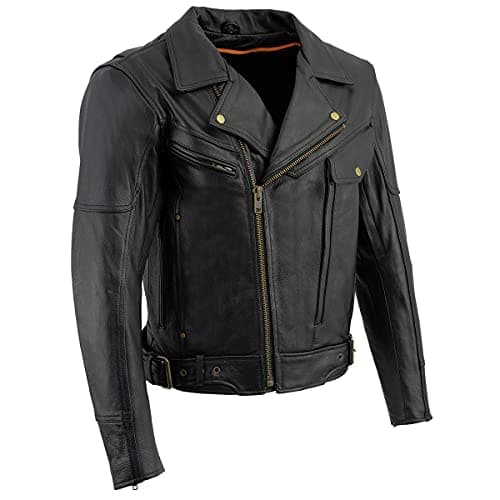 Milwaukee Leather LKM1770 Men's Black Premium Thick Leather Motorcycle Jacket Brando Style Biker Jacket - Medium