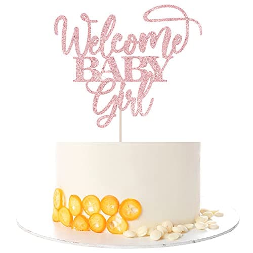 Kaoenla Welcome Baby Girl Cake Toppers Baby Shower Baby Shower Newborn Gender Show Girl Happy Birthday Party Decoration Rose Gold