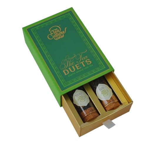 Tea Culture of The World - Duet Gift Set in Glass Tubes | 34g (17 Cups) | Whole Leaf Green Blends: Tulsi Ritual & Lemon Honey