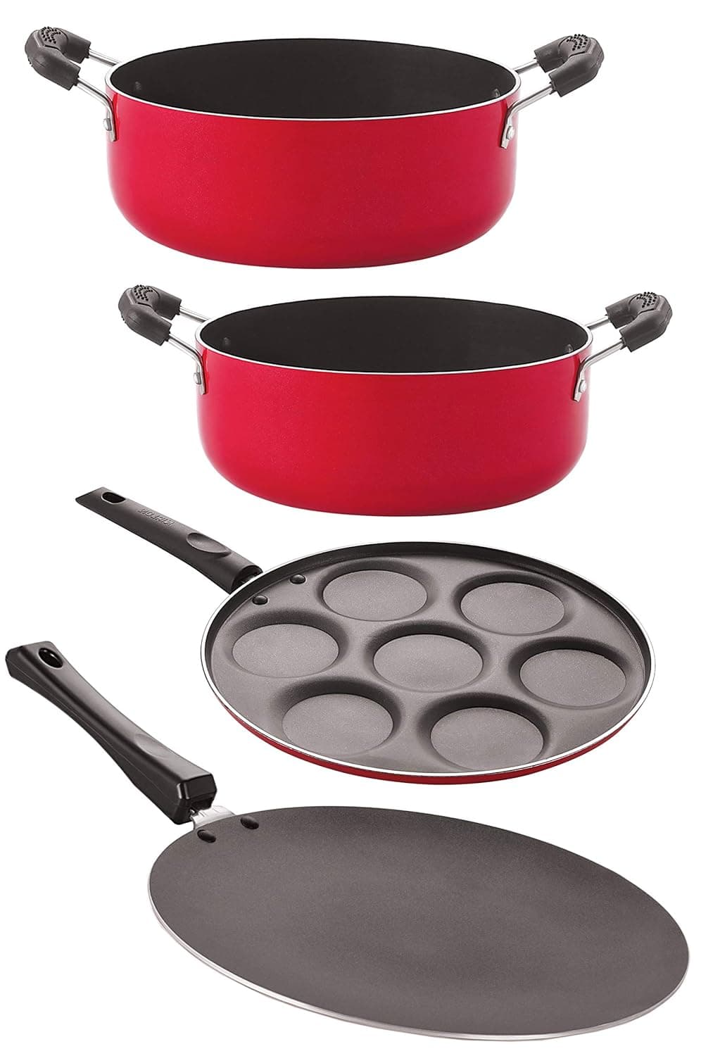 Nirlon Non Stick cookware Kitchen Accessories for Cooking Combo Set, 4 Pieces(CT12_UP7_CS26_CS24)