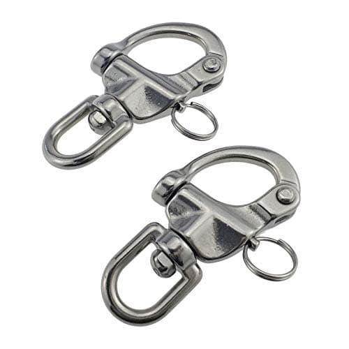 keehui Pair 5inches Swivel Eye Snap Shackles Quick Release Bail Rigging Sailing Boat Marine 316 Stainless Steel for Sailboat Spinnaker Halyard