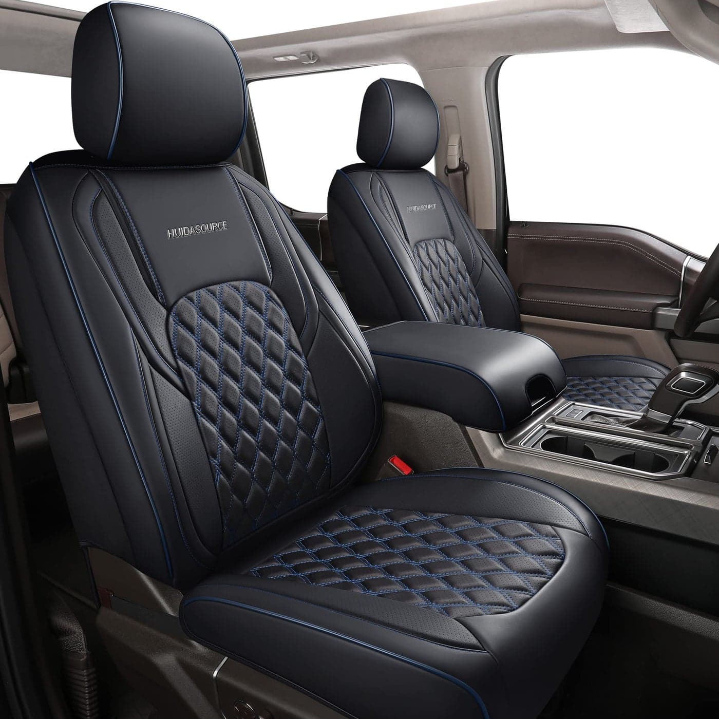 Huidasource Wrangler JK Seat Covers 2 Door Waterproof Leather Car Seat Covers FrontRear Seat Protector Custom Fit for Jeep Wrangler JK 2Door Sahara Sport Rubicon 20072017Full SetBlackBlue