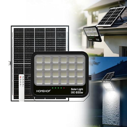 Homehop Solar Flood Light Outdoor 650 Watt Automatic Waterproof Wireless Solar LED Wall Lamp for Home Garden, Balcony, Pathway, Lawn and Patio (35 Ah, ABS, Black)