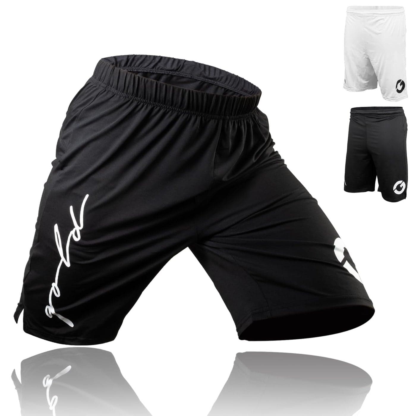 Gold BJJ Jiu Jitsu Shorts - IBJJF Approved No Gi Fight Short - for Grappling, MMA, Wrestling, Muay Thai & Boxing (Black, Small)