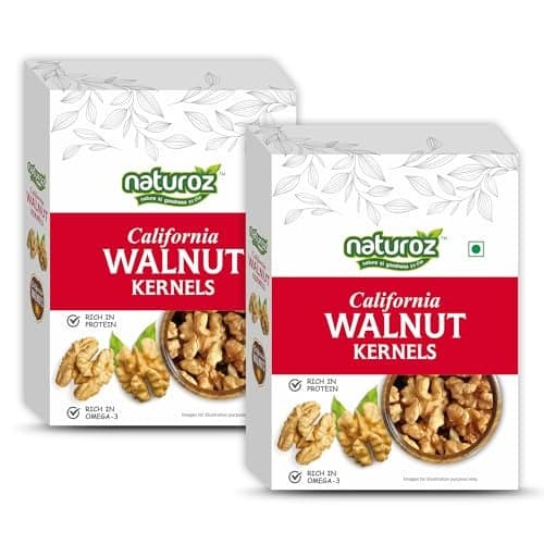 Naturoz California Walnuts Kernels 400g (200g x 2) | Jumbo Size | Inshell Walnut Akhrot | Delicious & Crunchy Walnuts | High in Protein & Iron | Premium Akhrot | Rich in Omega-3 | Pack of 2
