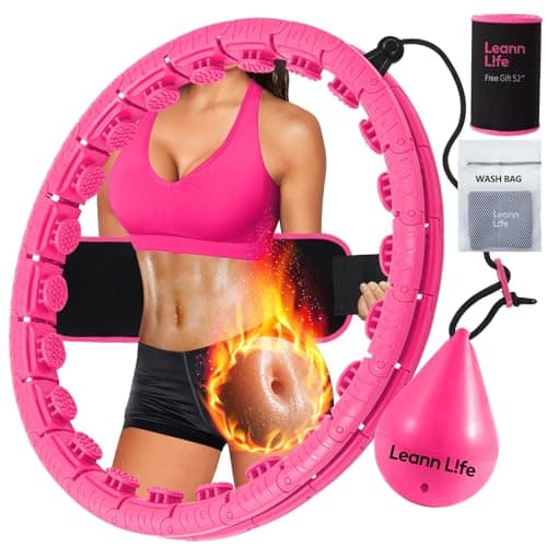 Leann L!fe U2-26 Knots 19”- 56”, Weighted Hula Hoop for Adults Weight Loss, Infinity Hoop Plus Size, Child Adult Home Outdoors, Abdominal Toner, Pink