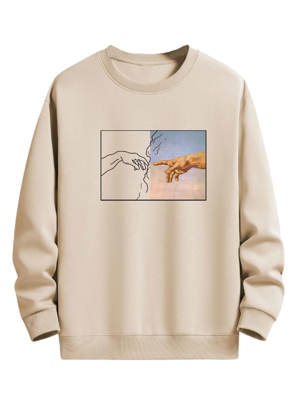 TAGAS Men's Sweatshirt || Men Satellite & Letter Graphic Drop Shoulder Sweatshirts | Mens Fleece Pullover Winterwear