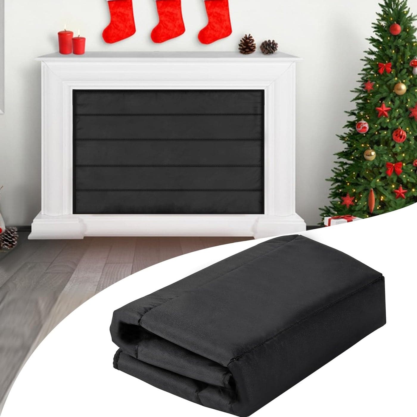 Magnetic Fireplace Blanket for Heat Loss Indoor Fireplace Covers Keep Drafts Out Stops Heat Loss Fireplace Draft Stopper with Builtin 12 Strong Magnet for Iron Fireplace Frame Fireplace Screen 33x29