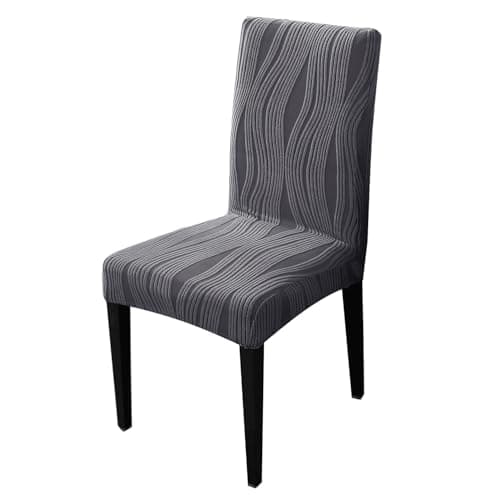 HOKIPO 200 GSM Premium Knitting Jacquard Elastic Dining Table Chair Cover Set of 1, 'Nestiva Series' Porpoise Grey (AR-6072-GRY)