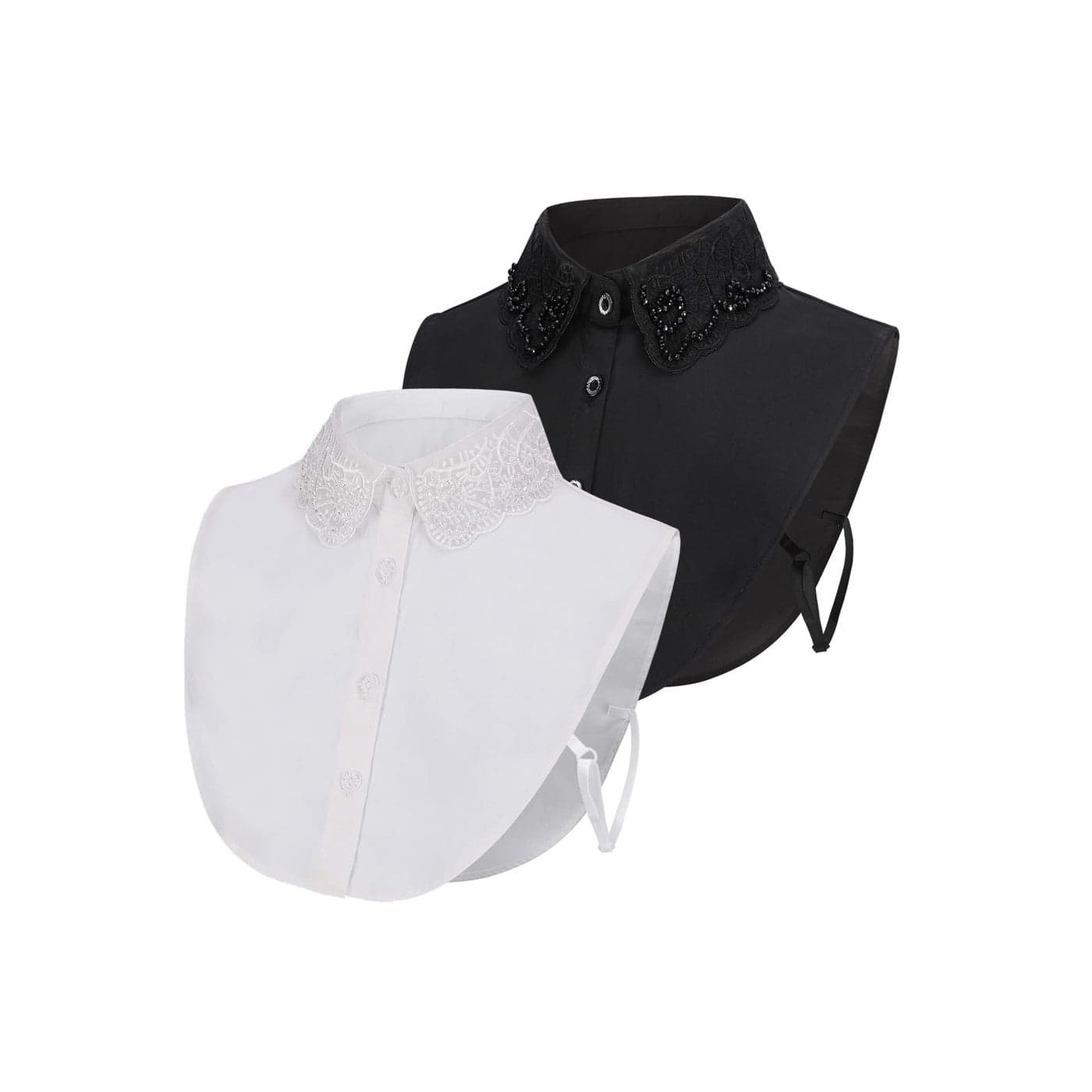 2 Pieces Women's Fake Collar Detachable Dickey Collar Stylish Detachable Half Shirt Blouse False Collar Chiffon Fake Collar for Women & Girls Favors Black, White