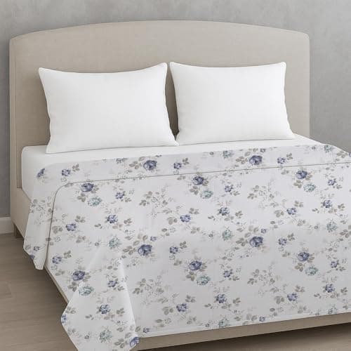 LINENWALAS Luxury Reversible Cotton Dohar Single Bed | 300 TC | 3-Layered AC Blanket with 250 GSM Cotton Filling | Ultra-Soft, Lightweight | Summer Throw Blanket (60x90 Inches, Blue Sapphire)