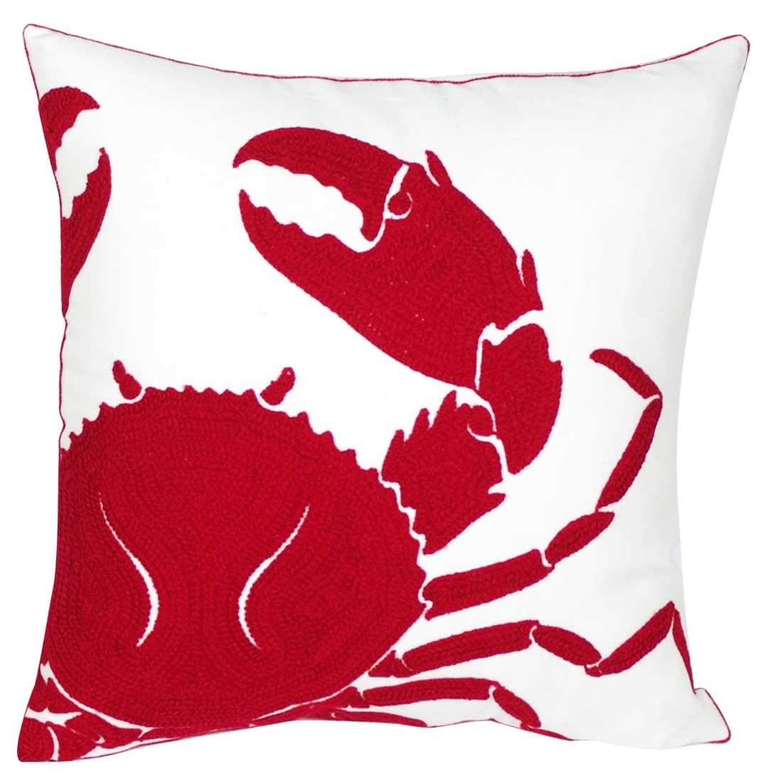 DECOPOW Embroidered Crab Throw Pillow CoverSquare 18 Inches Decorative Crab Canvas Pillow Cover RedCrab