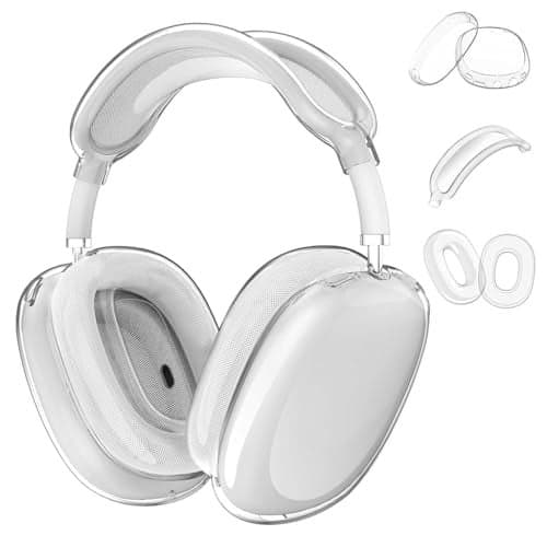 ZORBES® Silicone Case Cover for AirPods Max Headphones, Soft Clear TPU Anti-Scratch Ear Pad/Ear Cups/Headband Cover for AirPods Max, Sweat-Proof Transparent Protector Accessories, Transparent White