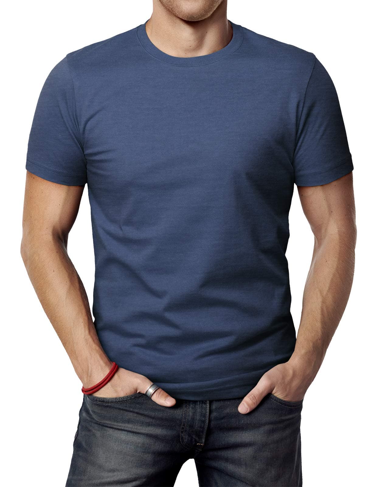 H2H Men Cotton Blend Crew Neck Classic & Stylish Typical Type T-Shirts DARKBLUE US M/Asia L (CMTTS0198)