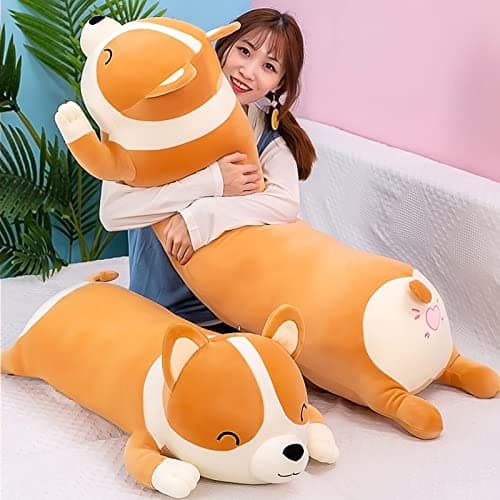 SNOWOLF Shiba Inu Plush Pillow Stuffed Animal Dog 472inch Cute Corgi Akita Soft Plush Toy Comfort Cushion Gifts for Girls Boys Orange 120cm472inch