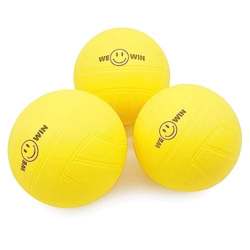 Aolowewin Spike Replacement Balls | Roundnet Game Balls | Strong Bounce Ball | 3.5inch Yellow Soft Rubber Ball 3-Pack | Lawn Beach Volleyball (3)