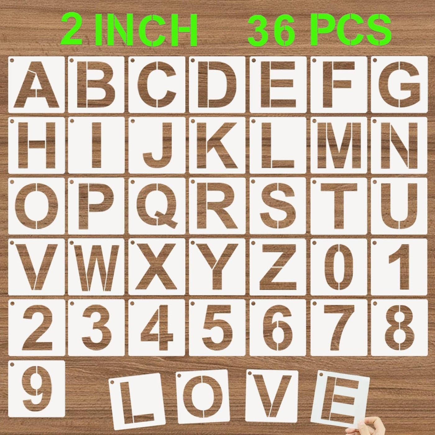 DZXCYZ Alphabet Letter Stencils 2 Inch 36 Pcs Reusable Plastic Letter Numbers Templates Art Craft Stencil for Painting on Wood Wall Glass Fabric Rock Signage