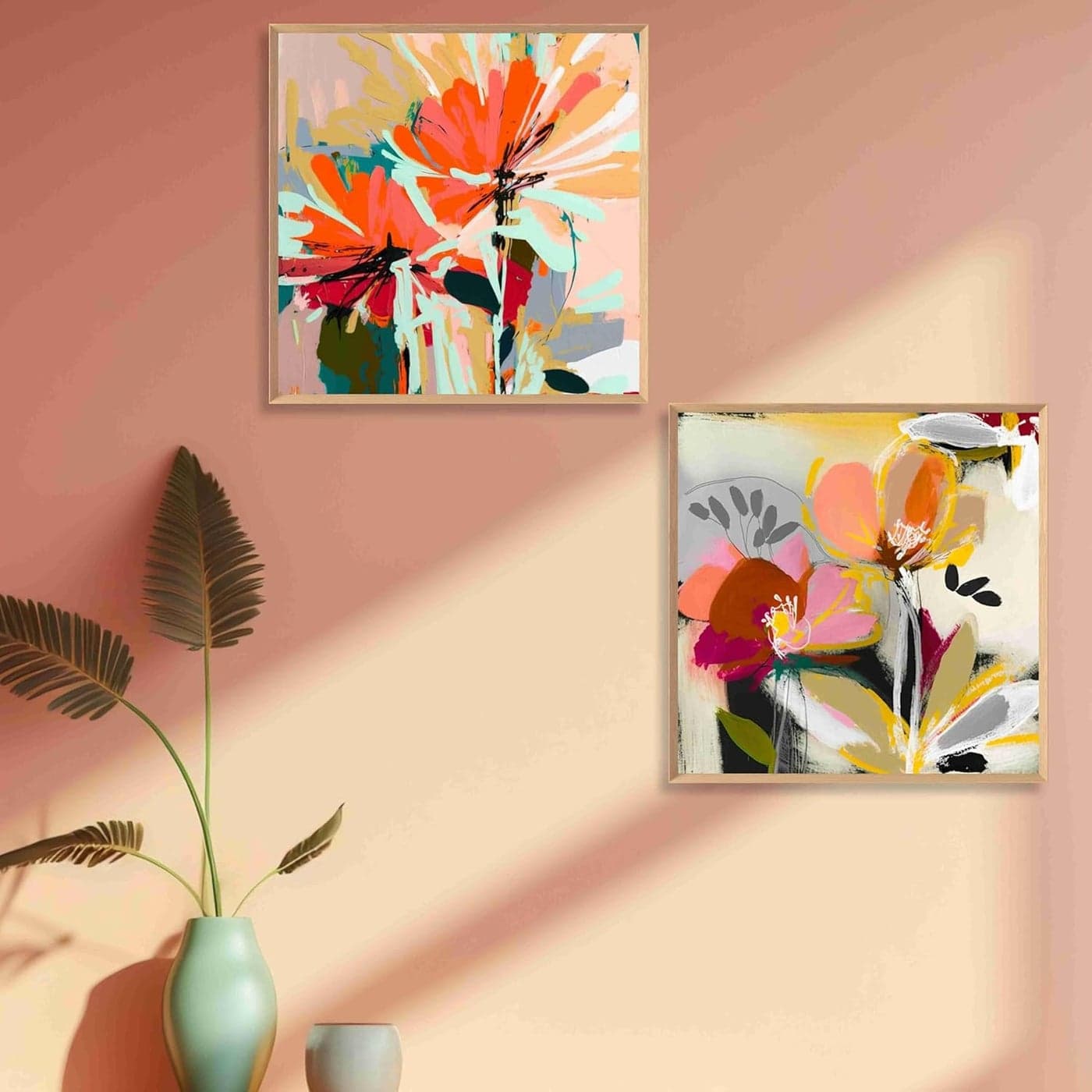 Livinluxe paintings flower modern art home decor wall paintings with frame painting for living room wall decoration office 30 cm x 30 cm pack of 2