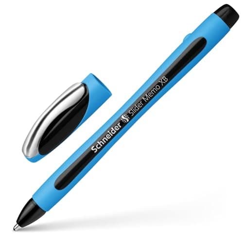 Schneider Slider Memo XB (Extra Broad) Ballpoint Pen, 1.4 mm, Light Blue Barrel, Black Ink, Blister Pack of 1 Pen (75023)