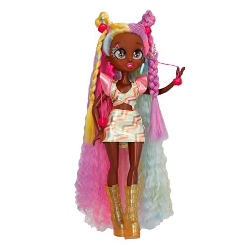 IMC Toys VIP Girls Hair Makeover Evelyn Fashion Doll with 11 Colorful Long Styling Hair and 5 Accessories Fashion Toy Girls and Boys Ages 5 and Up 10 Inch Doll