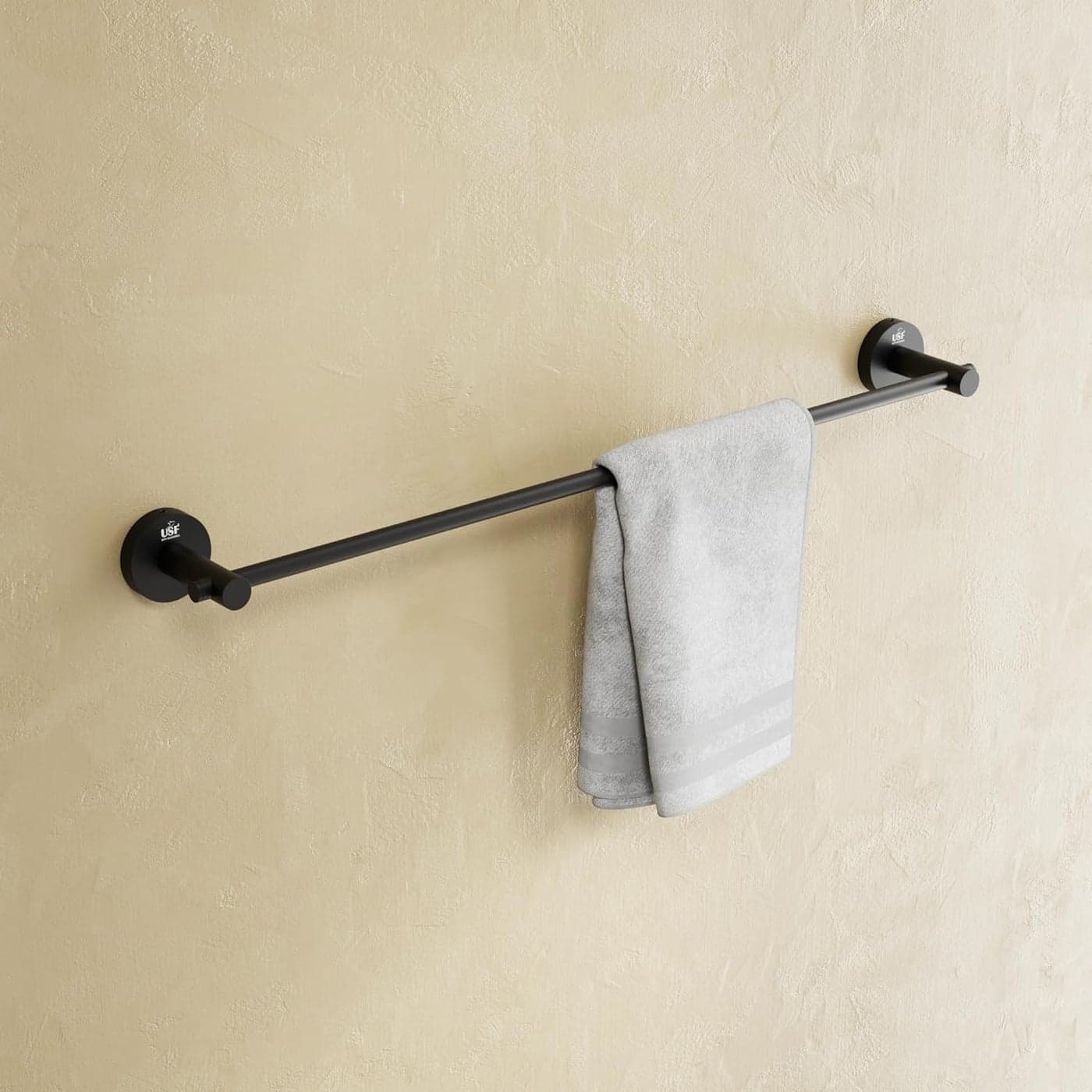 USF 24 Inch Towel Rod for Bathroom Quality Tested 304 Stainless Steel Towel Hanger Bathroom Towel Rod Towel Stand for Bathroom Towel Holder in Bathroom Washbasin Black Round