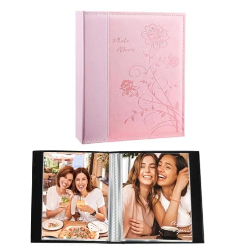 Artmag Small Photo Album 4x6 2 Pack, Each Pack with 26 Clear Pages Holds 52 Vertical Photos for 4x6 Picturs, Artwork or Postcards Storage (Pink)