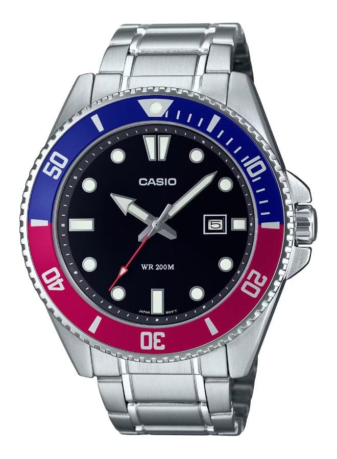 Men's Water Resistant Stainless Steel Band Watch MDV-107D-1A3V