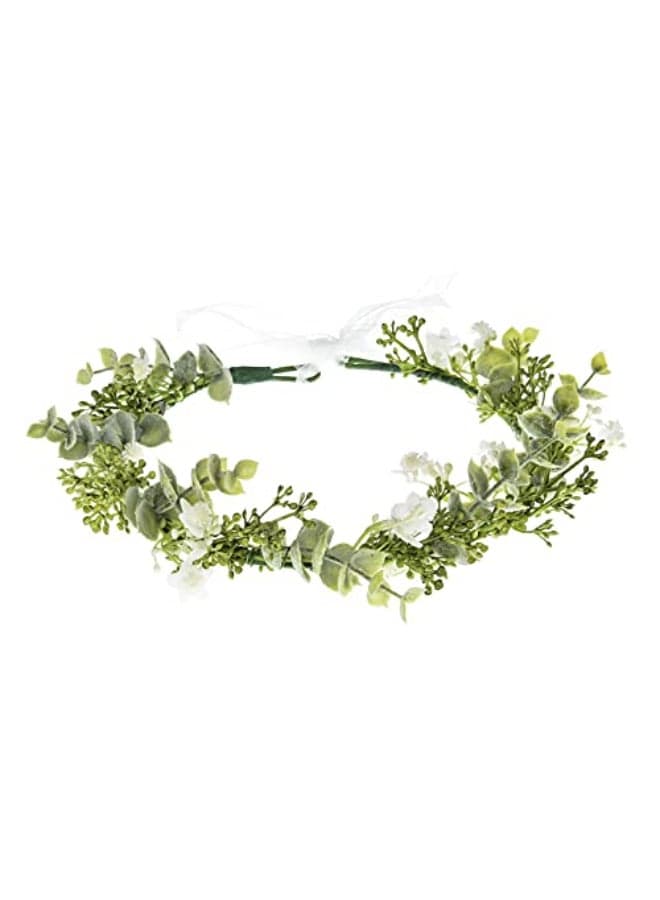DreamLily White Babys Breath Flower Crown Eucalyptus Crown Bride Bridesmaid Headpiece Boho Hair Wreath DFS18 eucalyptus white